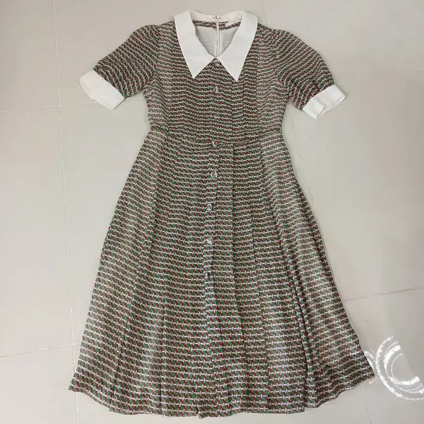 [BUNJANG] KL Chiffon Pattern Pleated Long Dress / KL 쉬폰 패턴 주름 롱원피스
