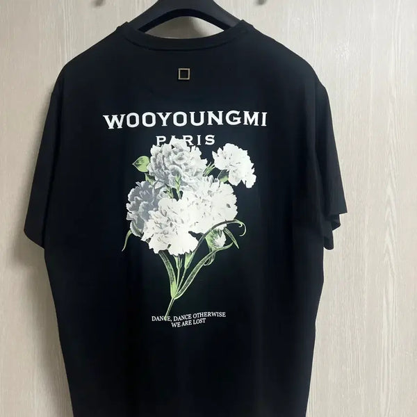 [BUNJANG] WooYoungMi 21SS Flower Back Logo Short Sleeve T-Shirt Black / [새상품급,유일매물] 21SS 우영미 플라워 백로고 반팔 블랙