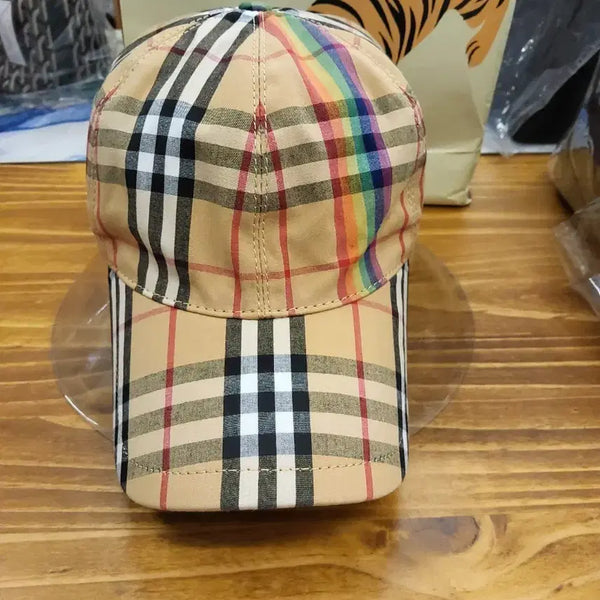 [BUNJANG] Burberry Check Rainbow Tab Baseball Cap / 버버리 체크 볼캡 레인보우 탭