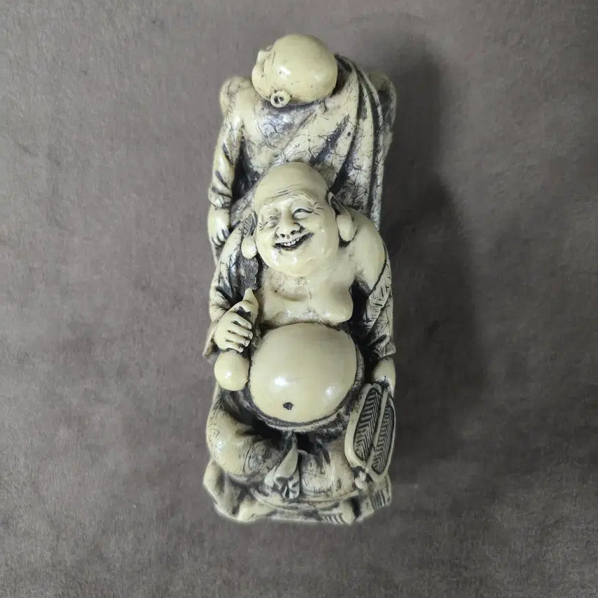 [BUNJANG] Ivory Resin Monk Sculpture Ornament / 상아레진 포대화상 인테리어 소품 / 복주머니 조각상 오브제