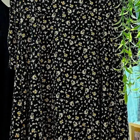 [BUNJANG] Flower Chiffon Long Sleeve Dress / [새상품]플라워 쉬폰 긴팔 원피스