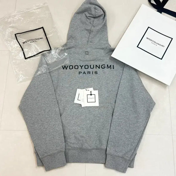 [BUNJANG] Wooyoungmi Back Logo Hoodie Gray Size 46 / [당일발송/1회시착새상품] 우영미 백로고 후드티 46사이즈 그레이