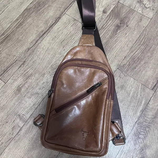 [BUNJANG] Men's Leather Crossbody Bag / 남자 가죽 보조가방 크로스백 깨끗 수납공간 많음