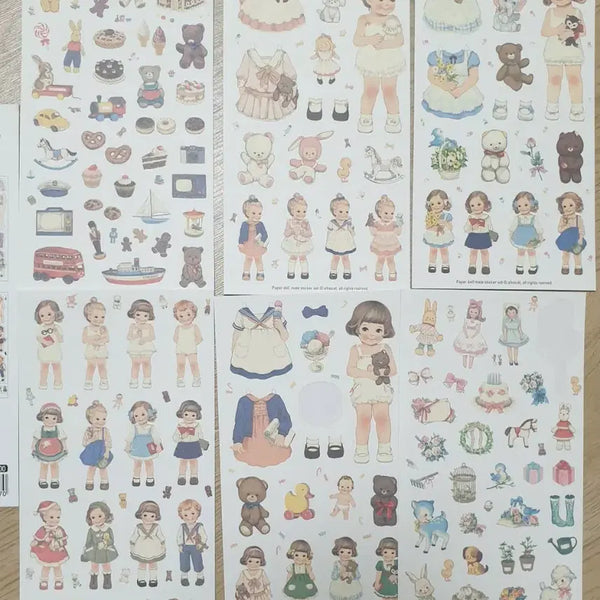[BUNJANG] Aprocat Paper Doll Sticker Set / 아프로캣 페이퍼돌 스티커
