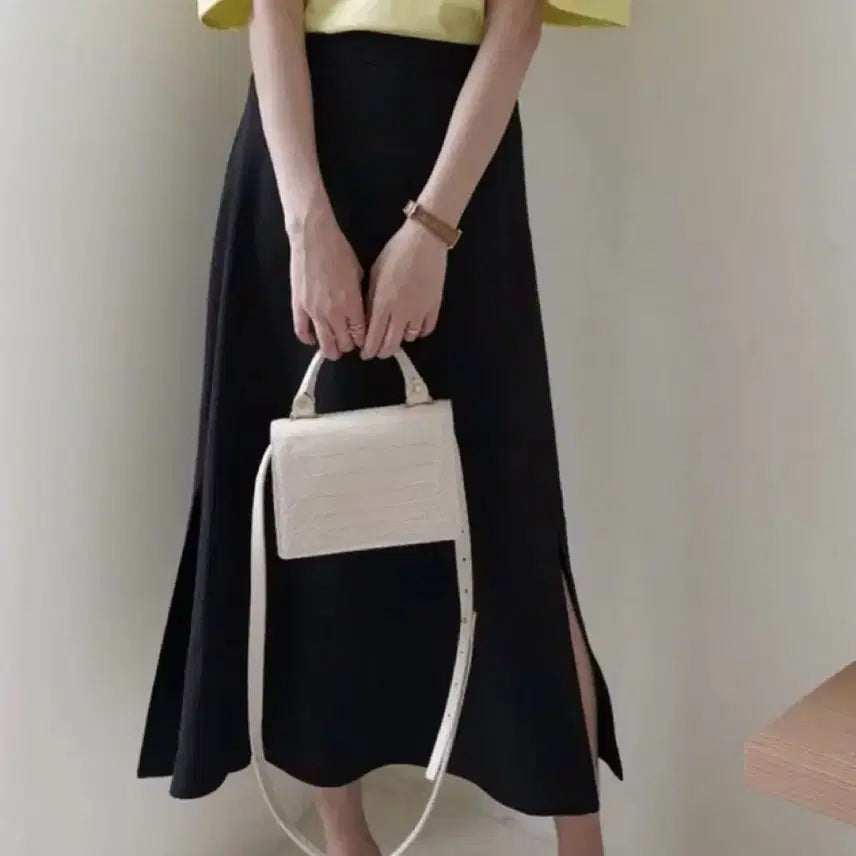 [BUNJANG] Yumeri Flowy Skirt Black L / 새상품)유메르 샤르륵 스커트_블랙/L