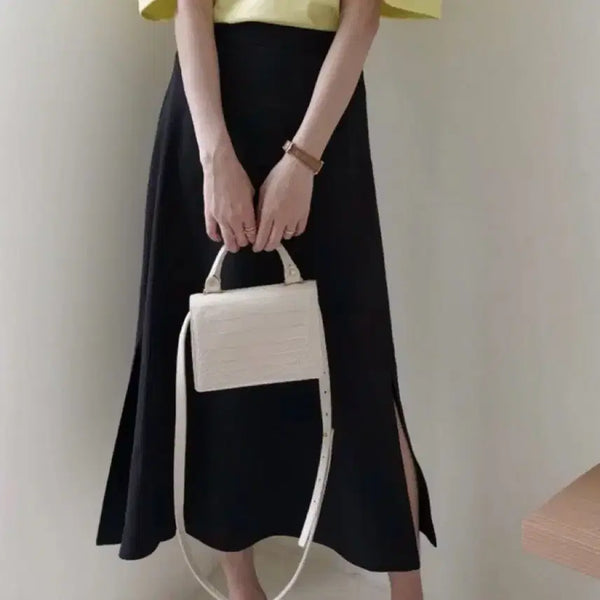 [BUNJANG] Yumeri Flowy Skirt Black L / 새상품)유메르 샤르륵 스커트_블랙/L