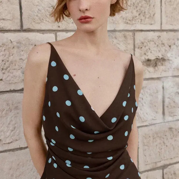 [BUNJANG] Brown Polka Dot Bustier Top / 새상품 브라운 도트 뷔스티에 탑