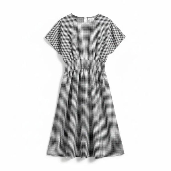 [BUNJANG] Women's Checkered Shirring Pintuck Midi Dress Vintage / 여성F/ 체크무늬 셔링 핀턱 원피스 빈티지킹