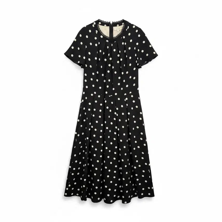 [BUNJANG] Women's Polka Dot Pattern Black Dress / 여성F/ 뒷반전 도트 패턴 블랙 원피스 빈티지킹