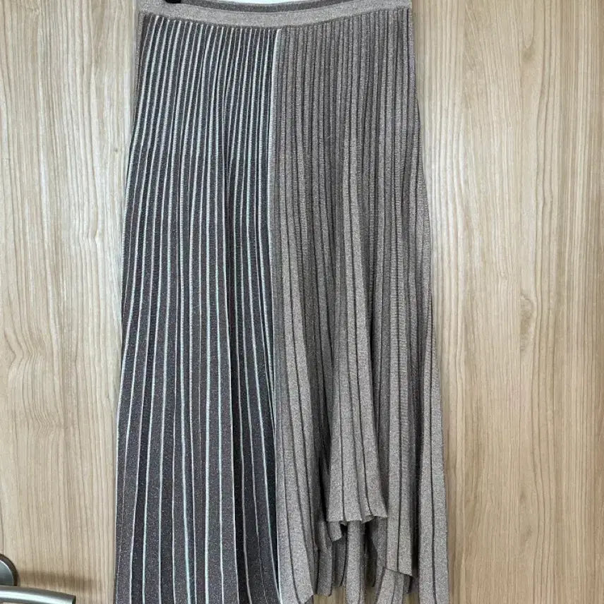 [BUNJANG] Time Knit Pleated Skirt Brown / 타임  니트 플리츠 스커트 F (브라운)