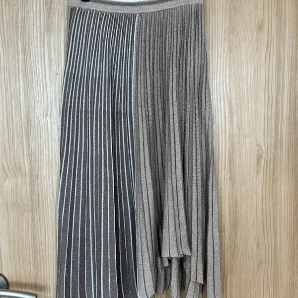 [BUNJANG] Time Knit Pleated Skirt Brown / 타임  니트 플리츠 스커트 F (브라운)