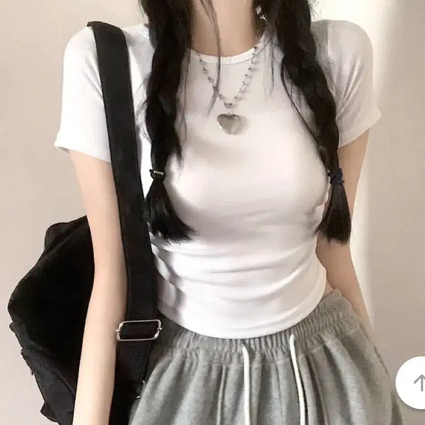 [BUNJANG] Avery Slim Fit Short Sleeve T-Shirt Ivory / 새상품) 에이블리 슬림핏 반팔티 아이보리