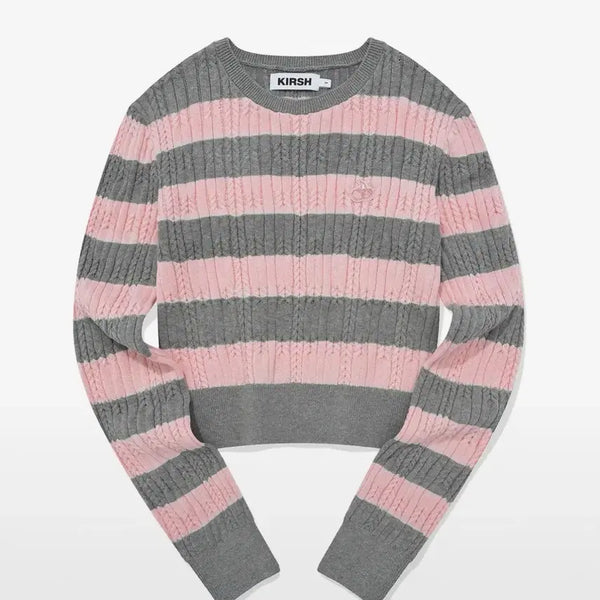 [BUNJANG] Kirsh Stripe Cropped Knit Pink Size 1 / 미개봉 키르시 스트라이프 크롭 니트 핑크 1사이즈