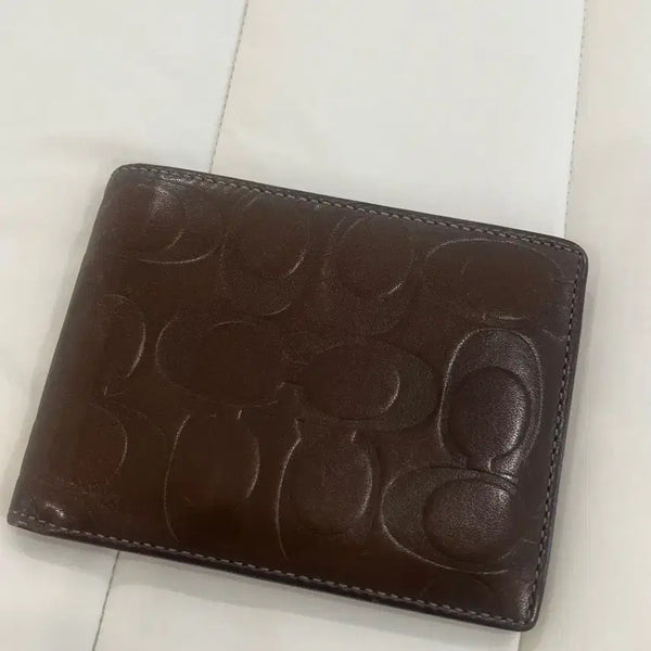 [BUNJANG] Coach Logo Bifold Wallet Brown / 코치 로고 반지갑 브라운