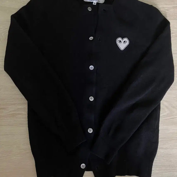 [BUNJANG] Comme des Garçons White Heart Cardigan Black / 정품)[여성M] 꼼데가르송 화이트하트 가디건 블랙 AZ-N061