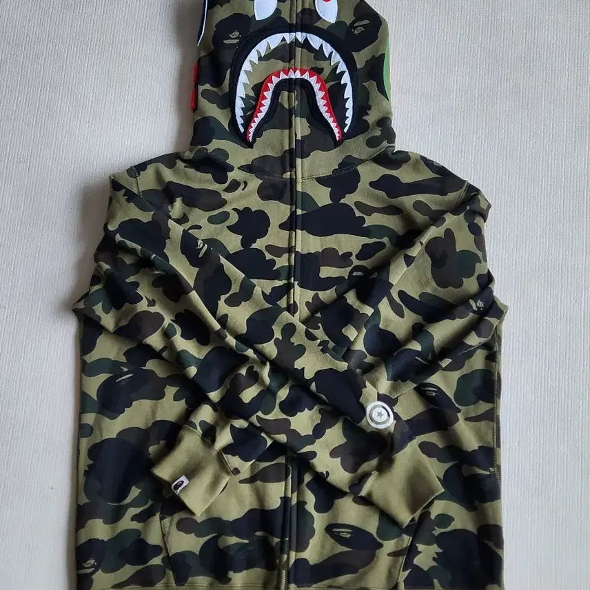 [BUNJANG] BAPE Shark Hoodie Green Camo 2XL / 베이프 샤크후드 녹계 2xl