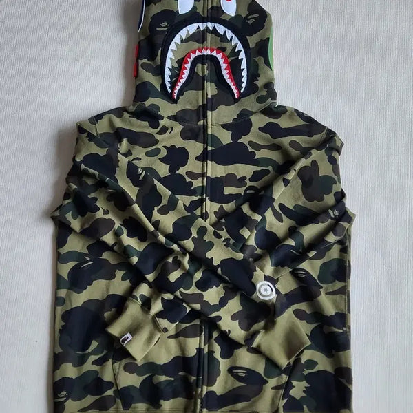 [BUNJANG] BAPE Shark Hoodie Green Camo 2XL / 베이프 샤크후드 녹계 2xl