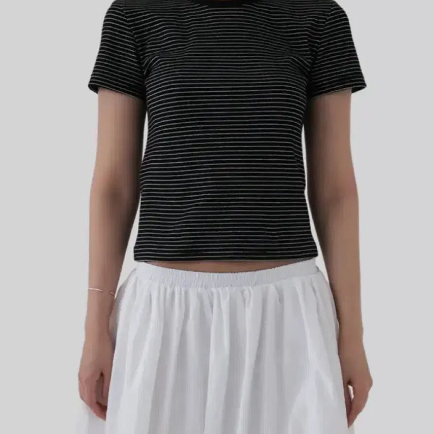 [BUNJANG] Striped Short Sleeve T-Shirt / 줄무늬 단가라 스트라이프 반팔 티셔츠 어텀 에이블리