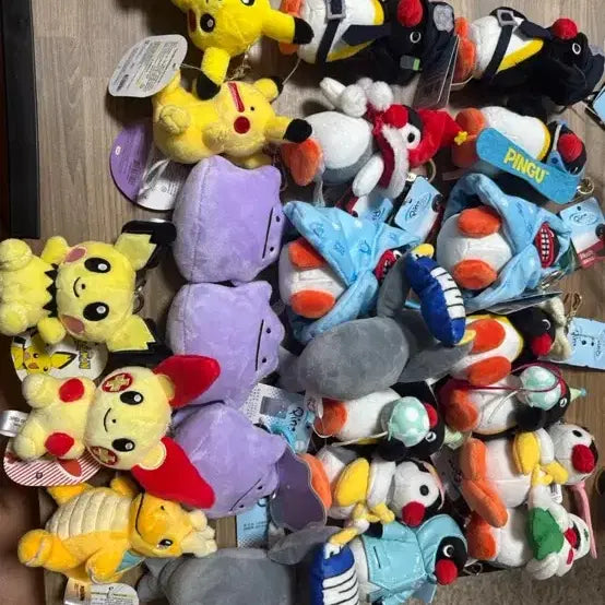 [BUNJANG] Pokemon & Pingu Character Plush Keychains Set / 바로구매
