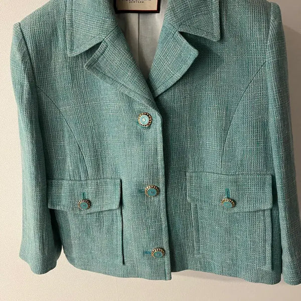 [BUNJANG] MOJO.S.FINE Tweed Collar Jacket Mint Size 66 / 모조에스핀 트위드 카라 자켓 민트 66