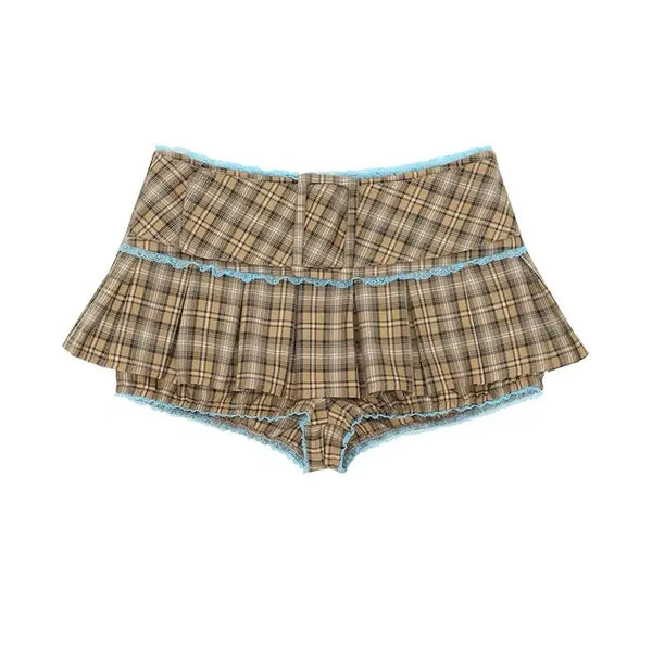 [BUNJANG] CFIERCE Plaid Pleated Skirt Pants / CFIERCE 씨피어스 체크 플리츠 스커트 팬츠 XG 히나타 착용