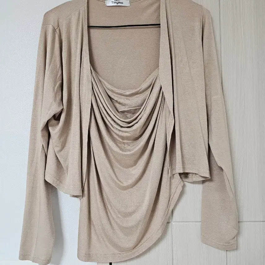 [BUNJANG] Sleeveless Cardigan Set Beige / 나시 가디건 세트 66~77