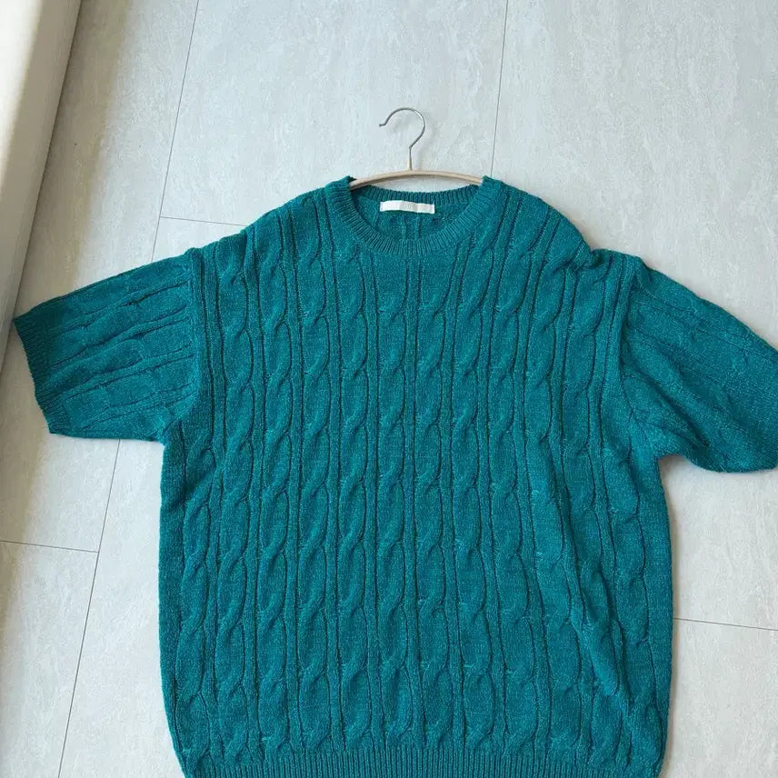[BUNJANG] Short Sleeve Knit Top Green / 반팔 니트 L