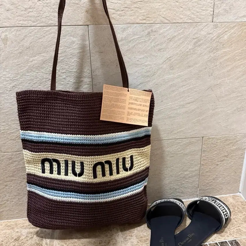 [BUNJANG] Rafia Woven Tote Bag Blue / 라피아 토드백
