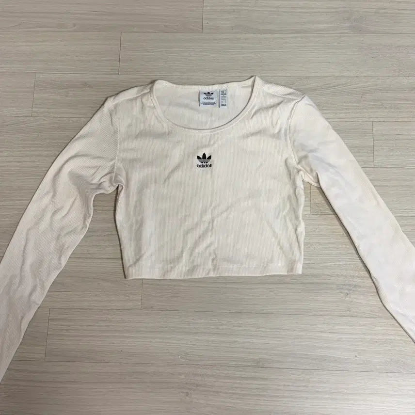 [BUNJANG] Adidas Long Sleeve Cropped T-Shirt White / 아디다스 긴팔 크롭티 화이트