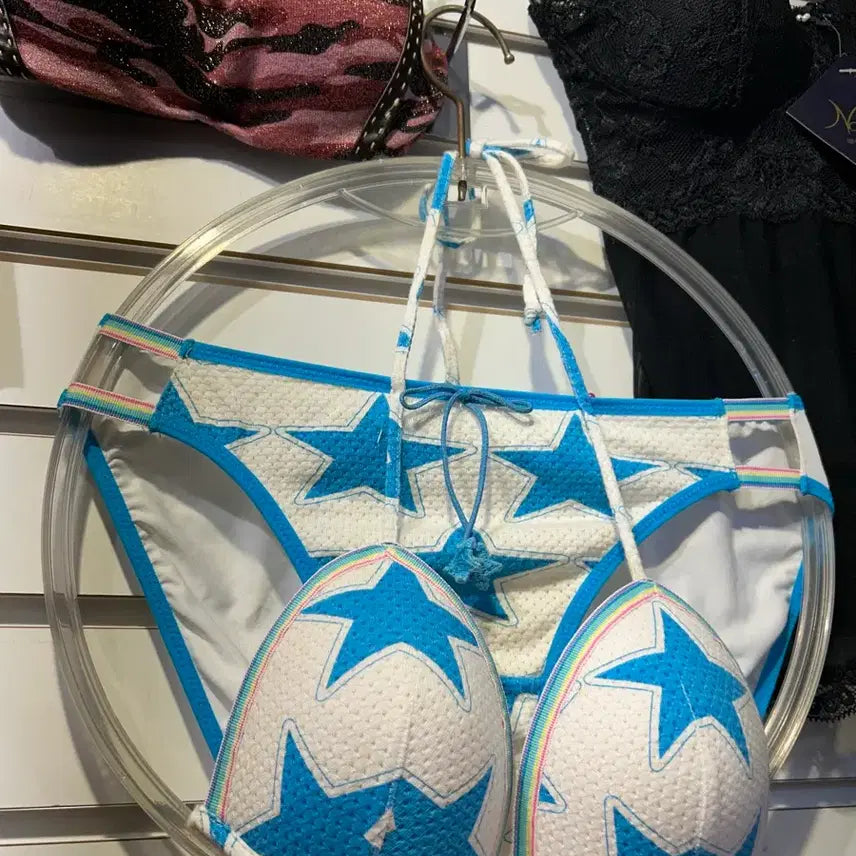[BUNJANG] White Blue Star Pattern Bikini Set / 별 패턴 비키니 브라세트