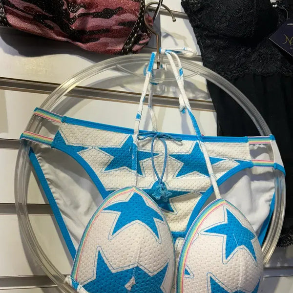 [BUNJANG] White Blue Star Pattern Bikini Set / 별 패턴 비키니 브라세트