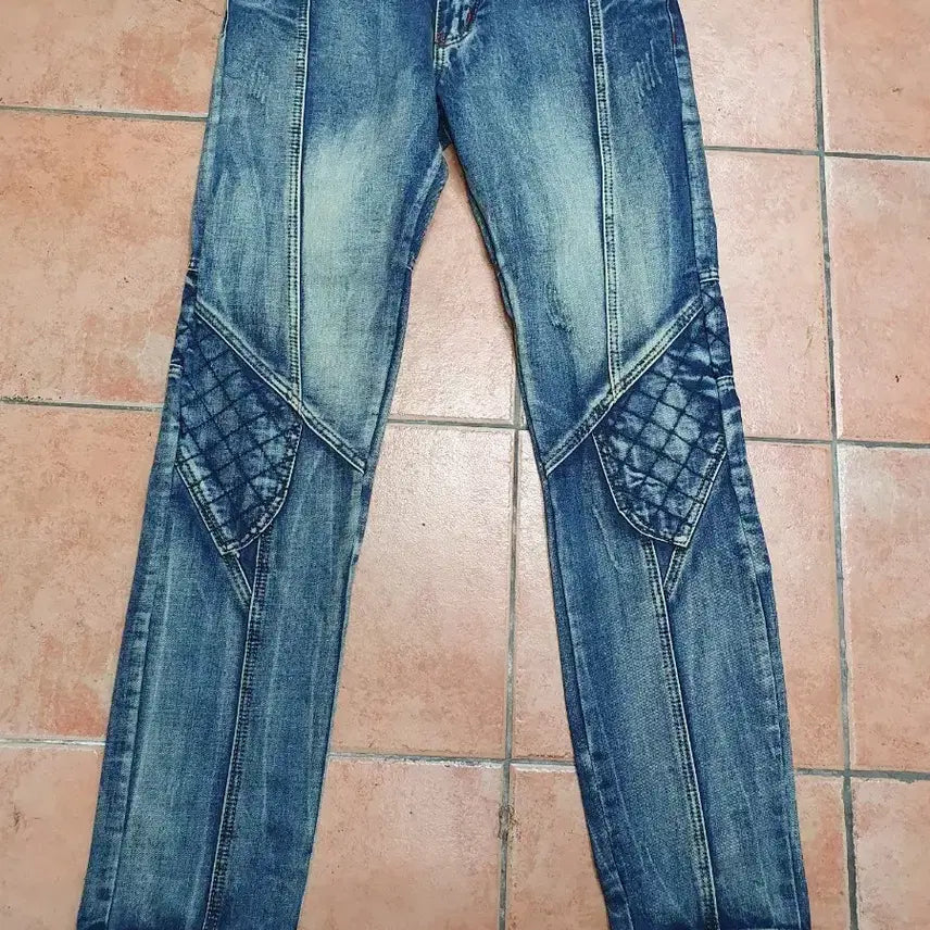 [BUNJANG] SOSOO JEANS 1971 Patchwork Checked Lining Denim Jeans (Size 32) / [32] SOSOO JEANS 1971 빈티지 패치워크 체크안감 데님 청바지