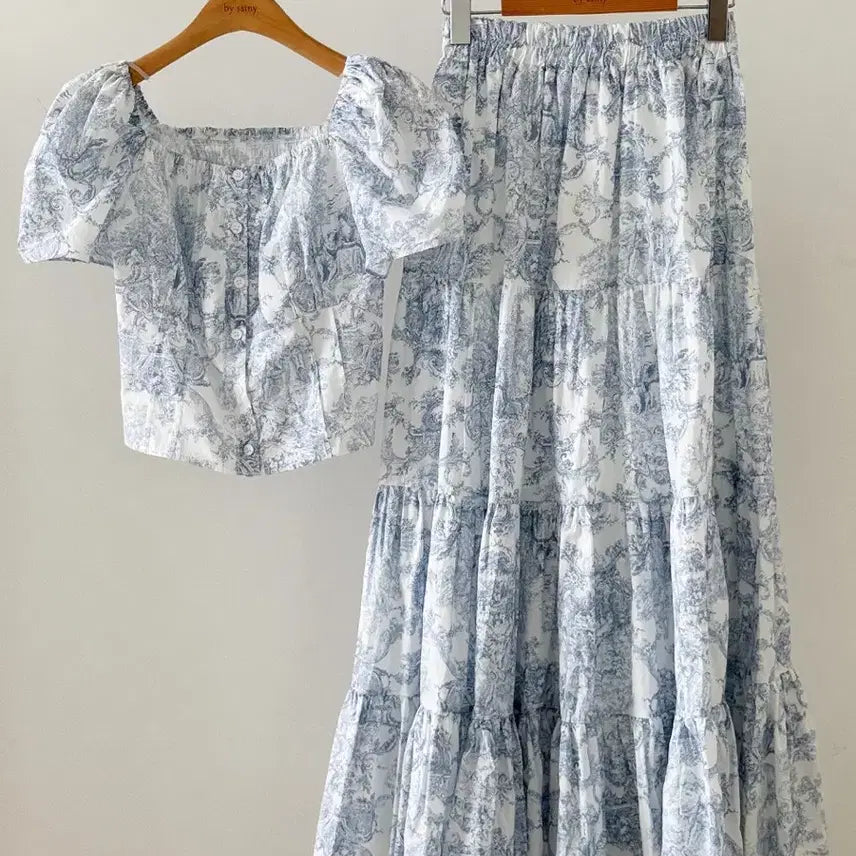[BUNJANG] Bicini Twal Puff Two-Piece Set / 바이씨니 뜨왈퍼프투피스