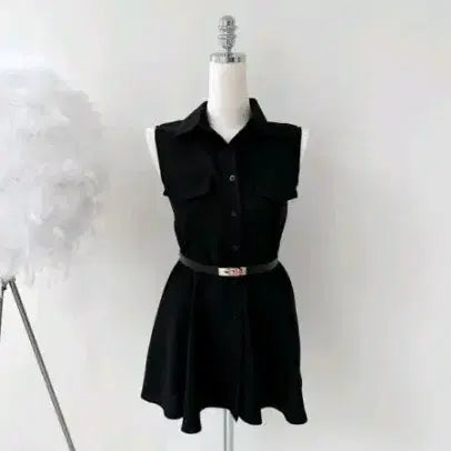 [BUNJANG] Black Collar Shirt Dress / 카라 셔츠 원피스 블랙 새거