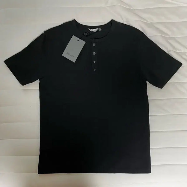 [BUNJANG] Bellier Variant Henley Neck T-shirt Black / (새상품) 벨리에 배리언트 헨리넥 티셔츠 블랙 95