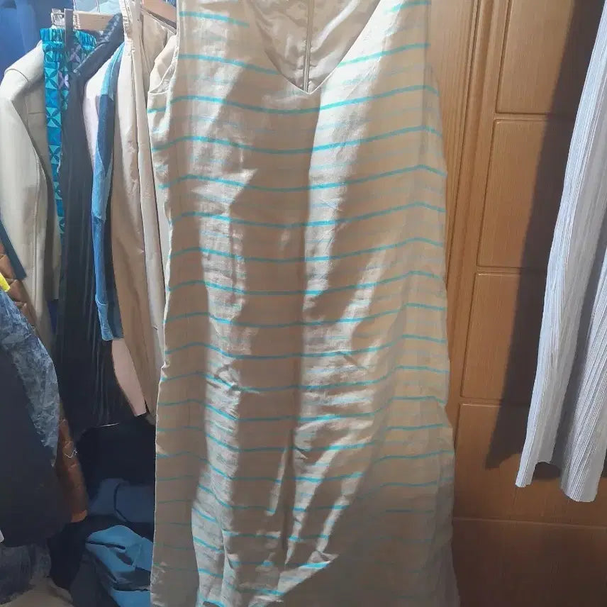[BUNJANG] Time Magazine Striped Long Dress / 타임  마 원피스 베이지 블루 스트라이프 66사이즈