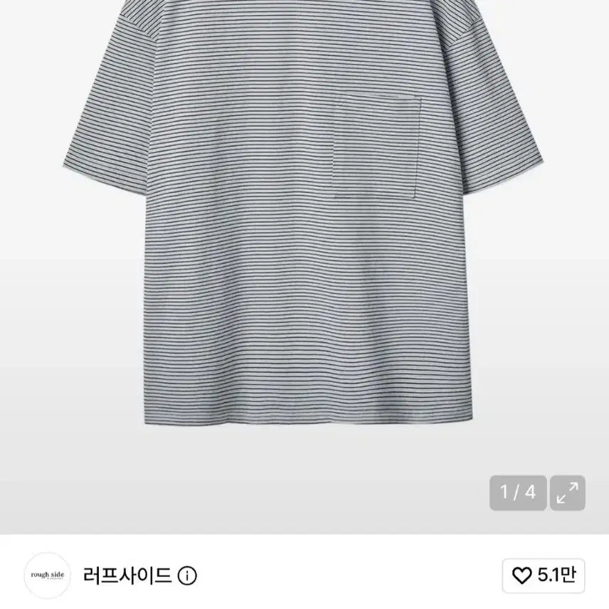 [BUNJANG] Roughside Pin Stripe Short Sleeve Navy Size 2 / 러프사이드 핀 스트라이프 반팔 네이비 2사이즈