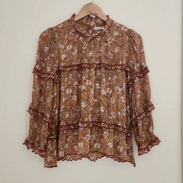 [BUNJANG] Isabel Marant Etoile Daniela Floral Blouse / 이자벨마랑 에뚜왈 다니엘라 플로럴 브라운 (34)
