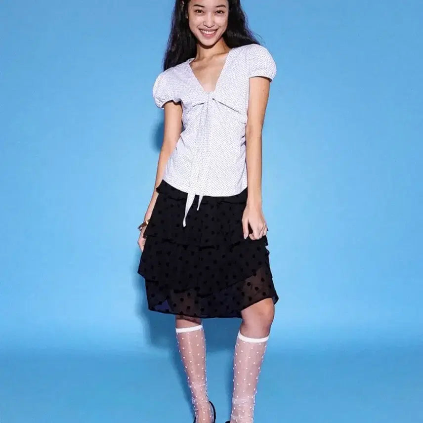 [BUNJANG] Ounser Audrey Polka Dot Midi Skirt / 오운서 오드리 캉캉 도트 미디 스커트