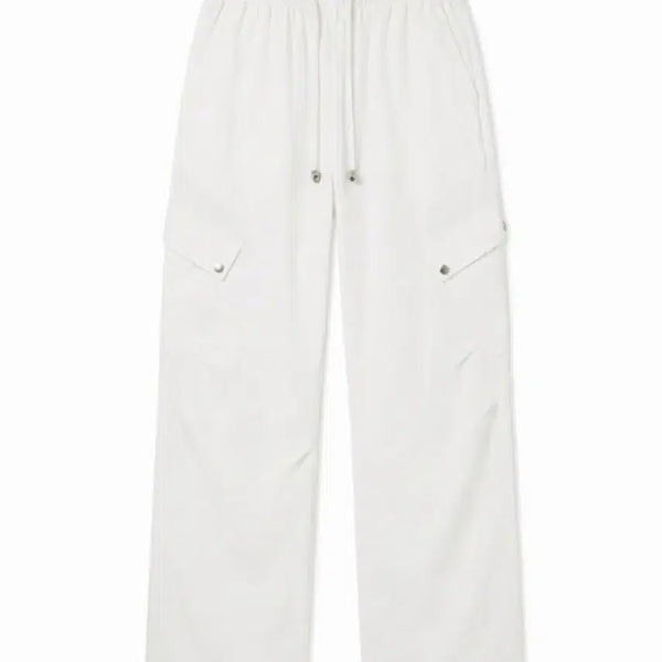 [BUNJANG] Women's Summer Banding Cargo Pants White / 여성F/ 여름 밴딩 카고 팬츠 화이트 빈티지킹