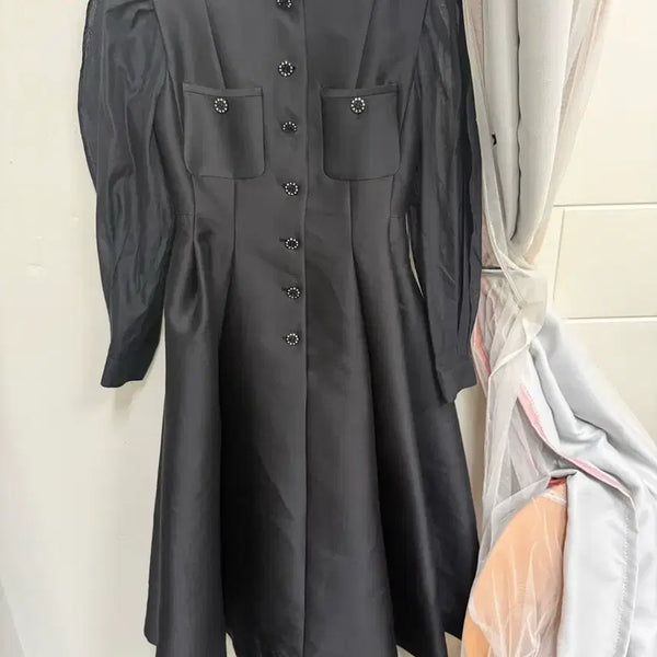 [BUNJANG] Objet Black Satin Long Dress / 오브제원피스