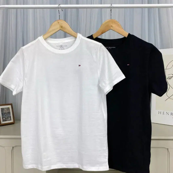 [BUNJANG] Tommy Hilfiger Boys Basic Roundneck Short Sleeve T-Shirt White/Black Set / (정품) 타미힐피거 보이즈 베이직 라운드넥 반팔티 화이트/블랙 M 일괄 판매합니다.