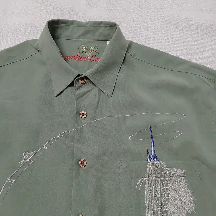 [BUNJANG] BAMBOO CAY Marlin Hawaiian Short Sleeve Shirt / BAMBOO CAY 청새치 뱀부 반팔 셔츠 남방 하와이안