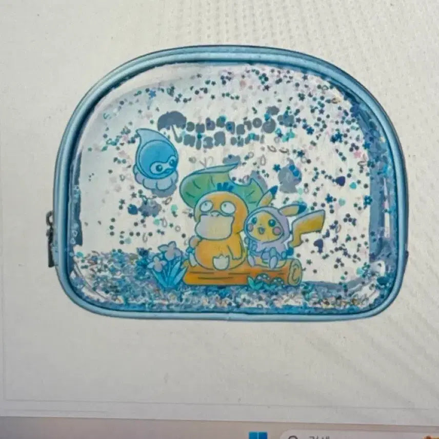 [BUNJANG] Psyduck Glitter Clear Pouch / 고라파덕 글리터 투명 파우치