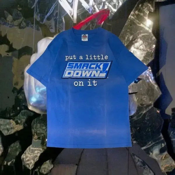 [BUNJANG] 2000s WWE 'SmackDown!' Logo T-Shirt Size L / 00s WWE 'SMACK!DOWN' 로고 반팔 L