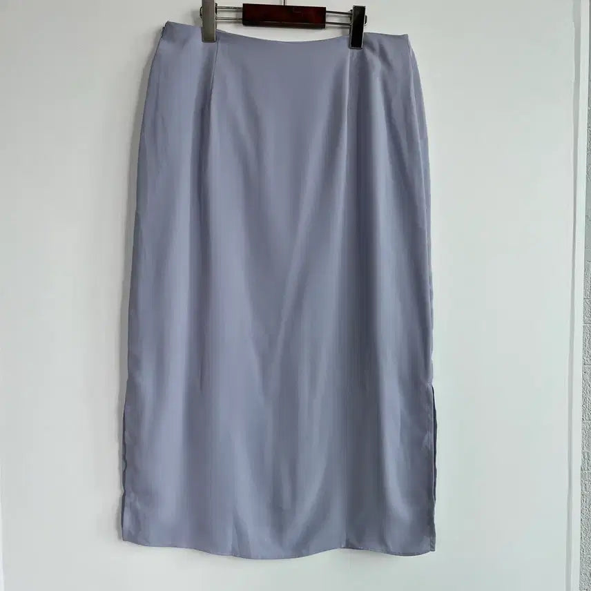 [BUNJANG] Lavender Polyester Long Slit Skirt - Size L / 라벤더색 연보라 폴리에스터 롱 트임 스커트 L