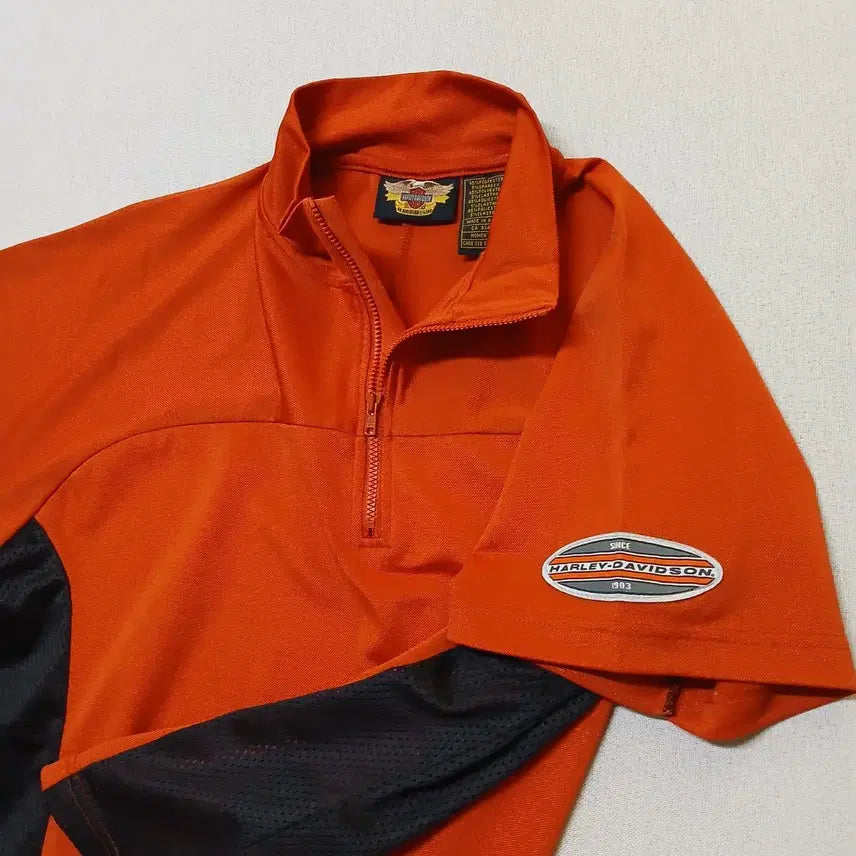 [BUNJANG] Harley-Davidson Half Zip-Up Mesh Short-Sleeve T-Shirt / 할리데이비슨 하프 반팔 집업 매쉬 바이크 스트릿