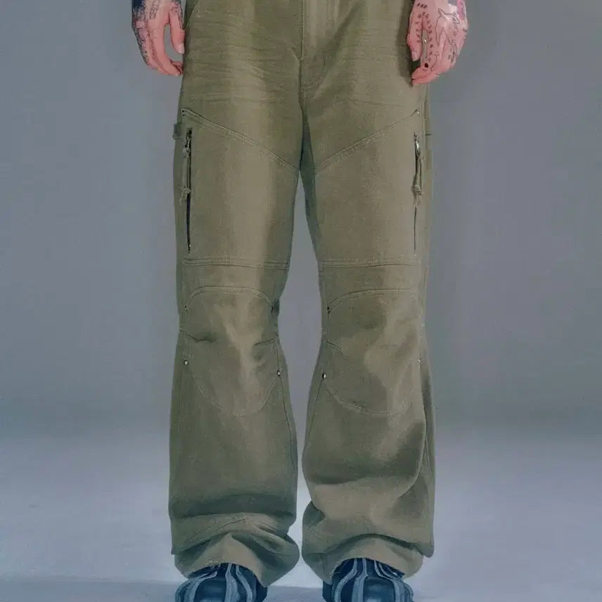 [BUNJANG] Vacant Archive Men's Paul Biker Work Pants Khaki / [M] 베이컨트 아카이브 폴바이커 워크팬츠 카키