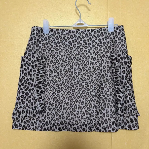 [BUNJANG] Vintage Leopard Lace Mini Skirt with Frills / 갸루깔 메루카리 빈티지 호피 레이스 미니스커트 프릴