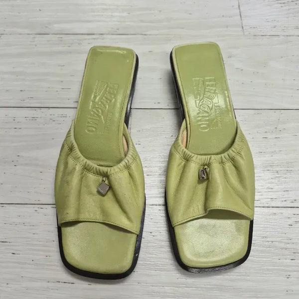 [BUNJANG] Salvatore Ferragamo Lambskin Leather Slingback Sandals Lime / (정품)페라가모 샌들230//미사용